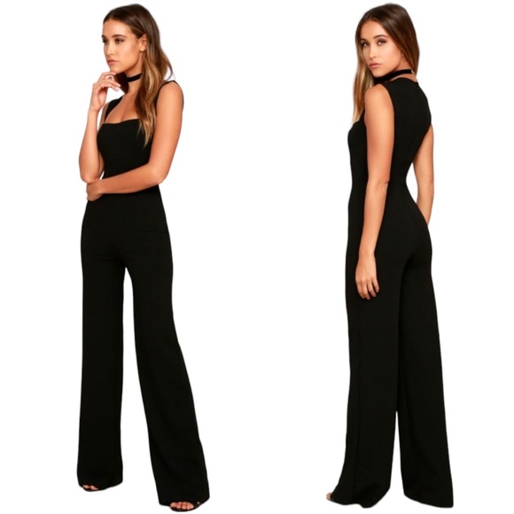 Lulus Pants - Lulu’s Enticing Endeavors Black Wide Leg Jumpsuit Size L NWT